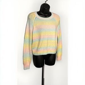 BB Dakota Steve Madden Pastel Blue Ombre Crop Sweater‎ Fuzzy Soft Womens Medium